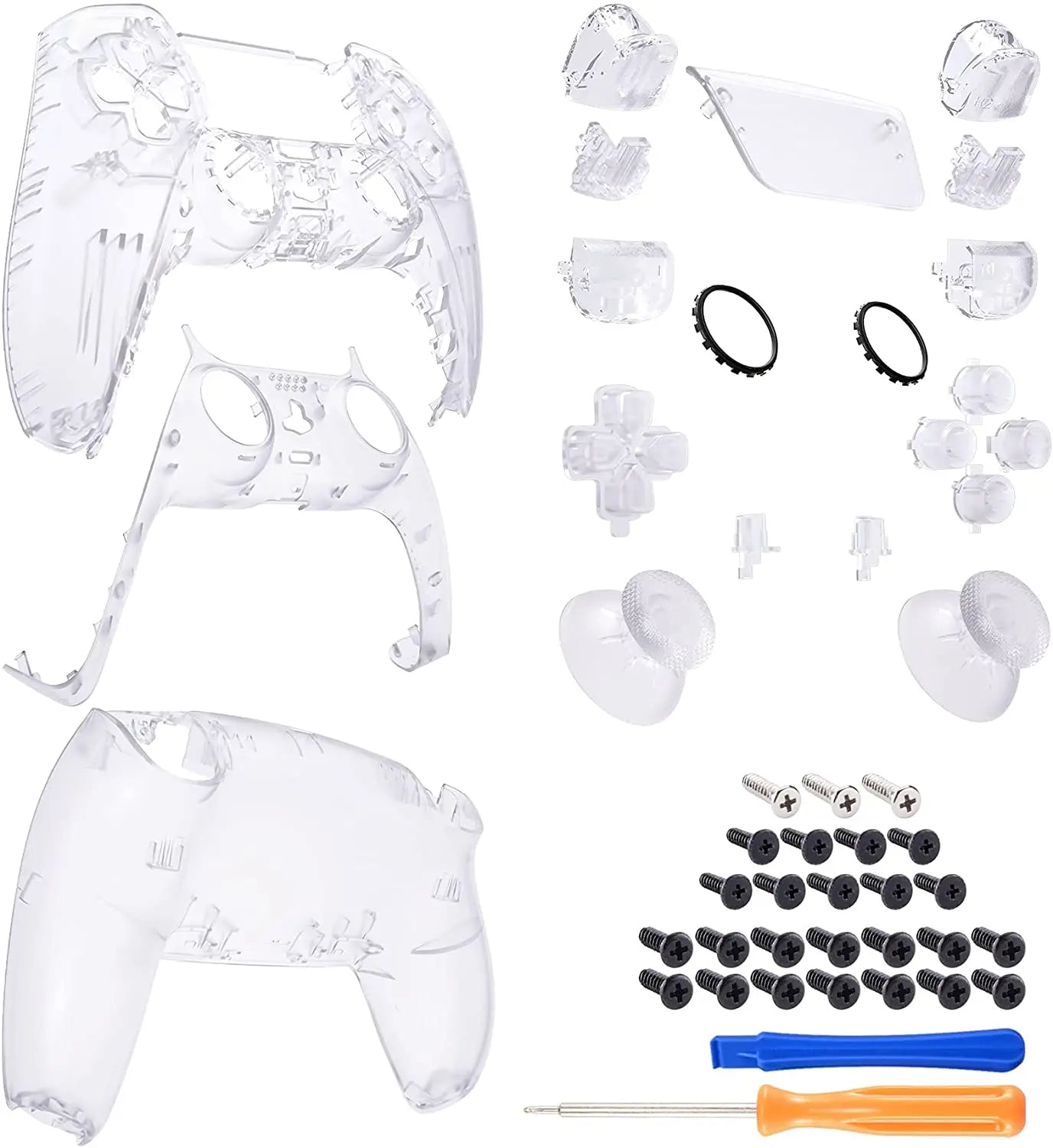Clear Full Set Housing Shell, Buttons, Touchpad Cover for PS5 Controller pattanaustralia