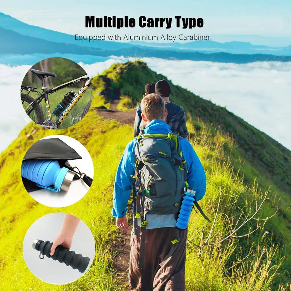 Collapsible Water Bottle, Reuseable BPA Free Silicone Bottles for Travel,  Gym, Camping, Hiking, Portable Leak Proof Sports Water Bottle pattanaustralia