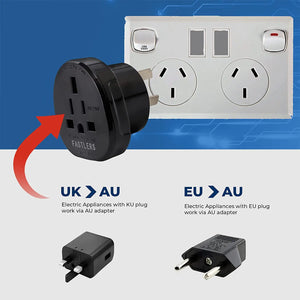 Fastlers Universal Travel Adapter Plug with 3 Insulated pins Pattan Australia