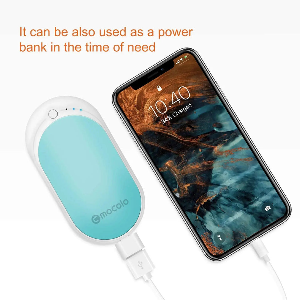 MOCOLO Electronic Portable Hand Warmers Rechargeable, 5200mAh Power Bank Blue Pattan Australia