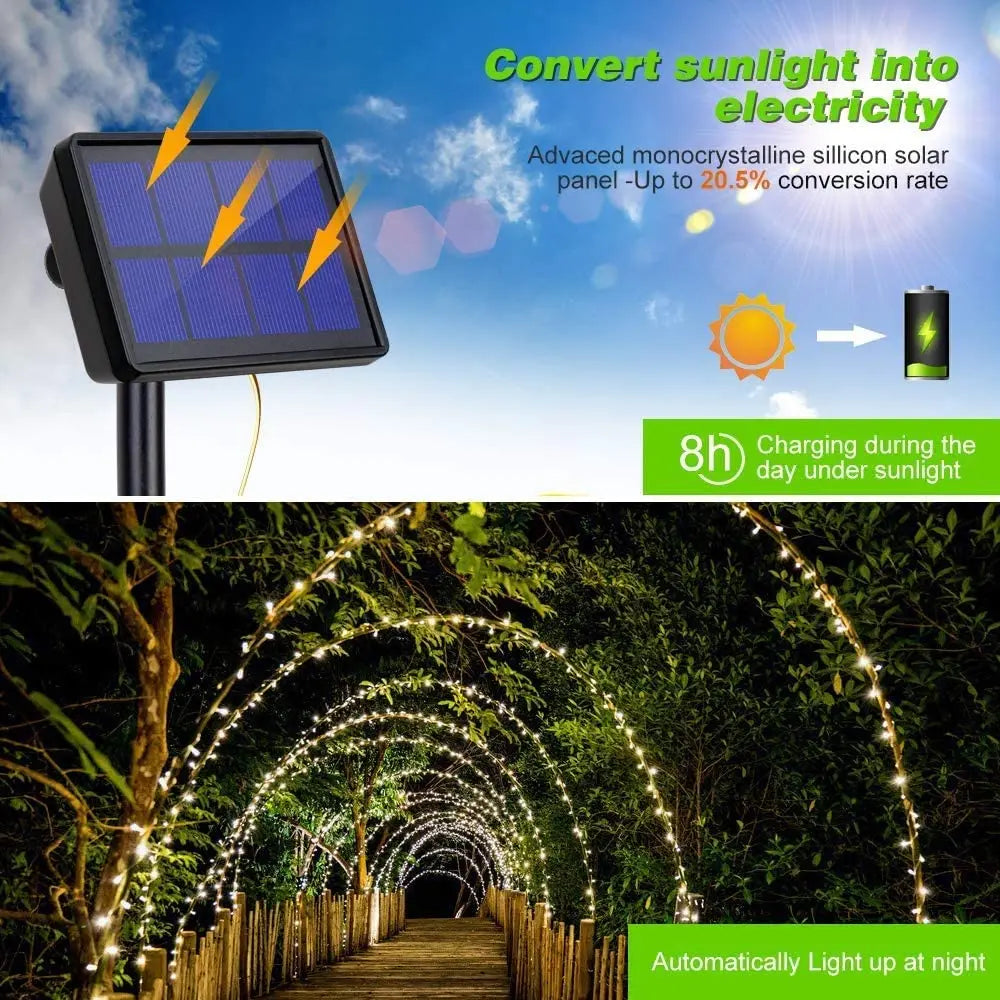 Fairy Light with 8 Lighting Modes,20M,200 LEDs, Waterproof Outdoor Solar Lighting for Home, Garden pattanaustralia