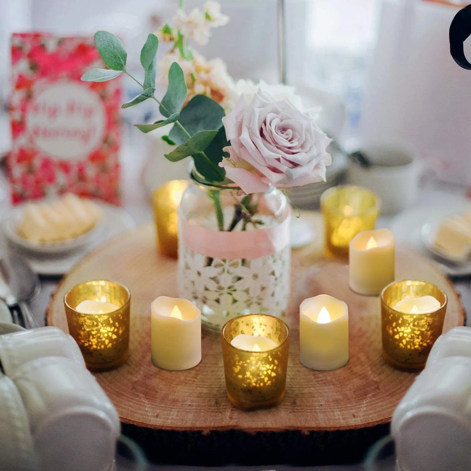Homemory Rechargeable Flameless Candles with Remote Battery