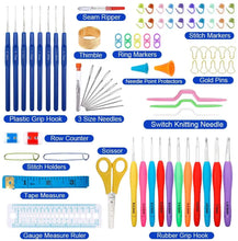 Load image into Gallery viewer, Yarn Knitting kit 82pcs Ergonomic Soft Grip Handles Crochet Needles with bag
