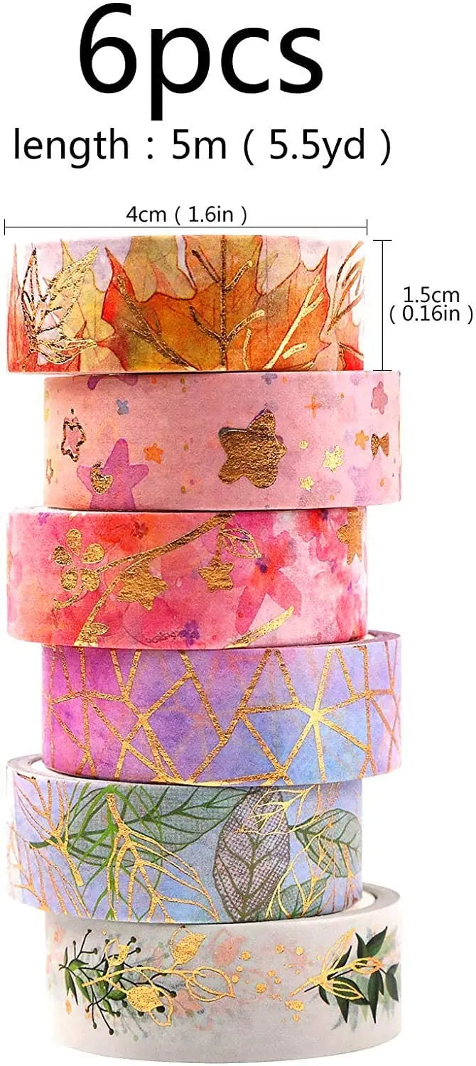 YUBX Flower Gold Washi Tape Set VSCO Foil Decorative Tape for DIY Crafts Pattan Australia