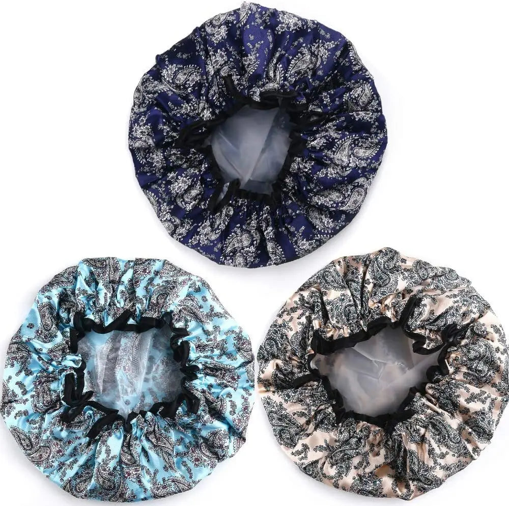 3 PACK Adjustable, Waterproof Bath Caps with Double Lined layer Pattan Australia