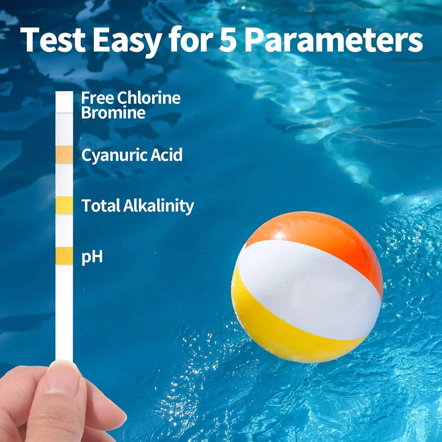 5 in 1 Pool Test Strips,125 Strips SPA Test Strips for Hot Tub, Water Test Kit, Accurate Cyanuric Acid, Free Chlorine, Alkalinity,Bromine,and pH Testing Pattan Australia