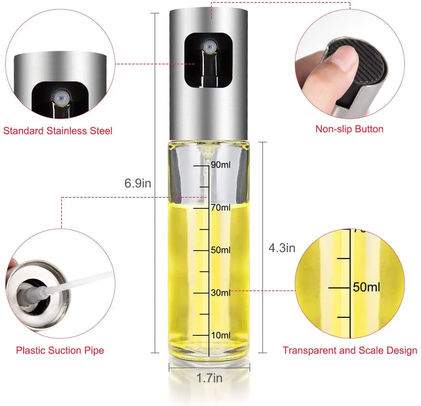 iTrunk Olive Oil Sprayer for Cooking 4 in 1 Refillable Oil and Vinegar Dispenser Bottle with Basting, Bottle, Brush and Oil Funnel pattanaustralia