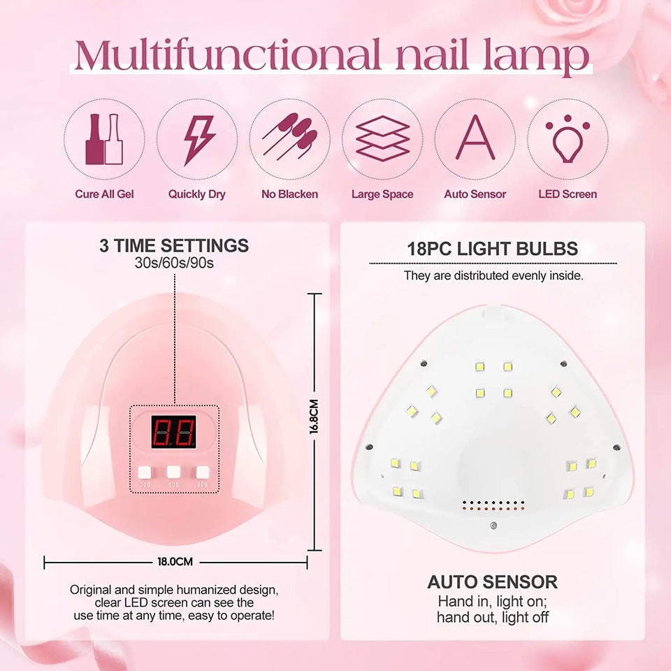 COSCELIA 20 Pcs Gel Nail Polish Kit,36W LED+UV Nail Dryer,White Nude Pink Red Black Gel Nail Polish Base and Top Coat,Nail Art Decoration Manicure Tools for Nail Salon Home DIY Pattan Australia