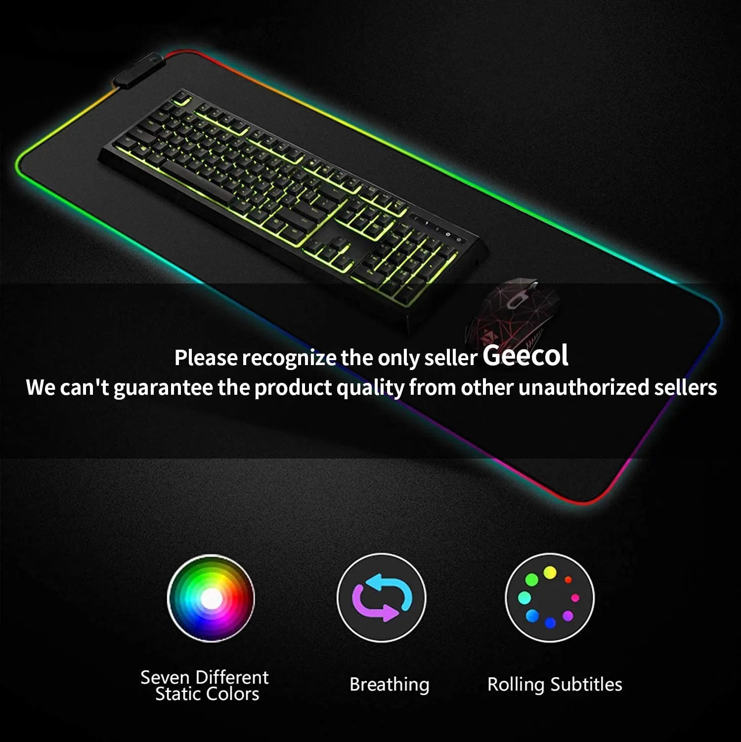 Geecol RGB Led Gaming Mouse Pad, Oversized Glowing Soft Extended with Anti-Slip Mat, 80 * 30cm(31.5 * 12 Inch) pattanaustralia