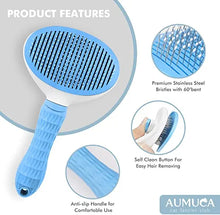 Load image into Gallery viewer, Aumuca Cat Brush and Dog Brush with Long or Short Hair Self Cleaning Slicker Brush for Shedding and Grooming (Blue)

