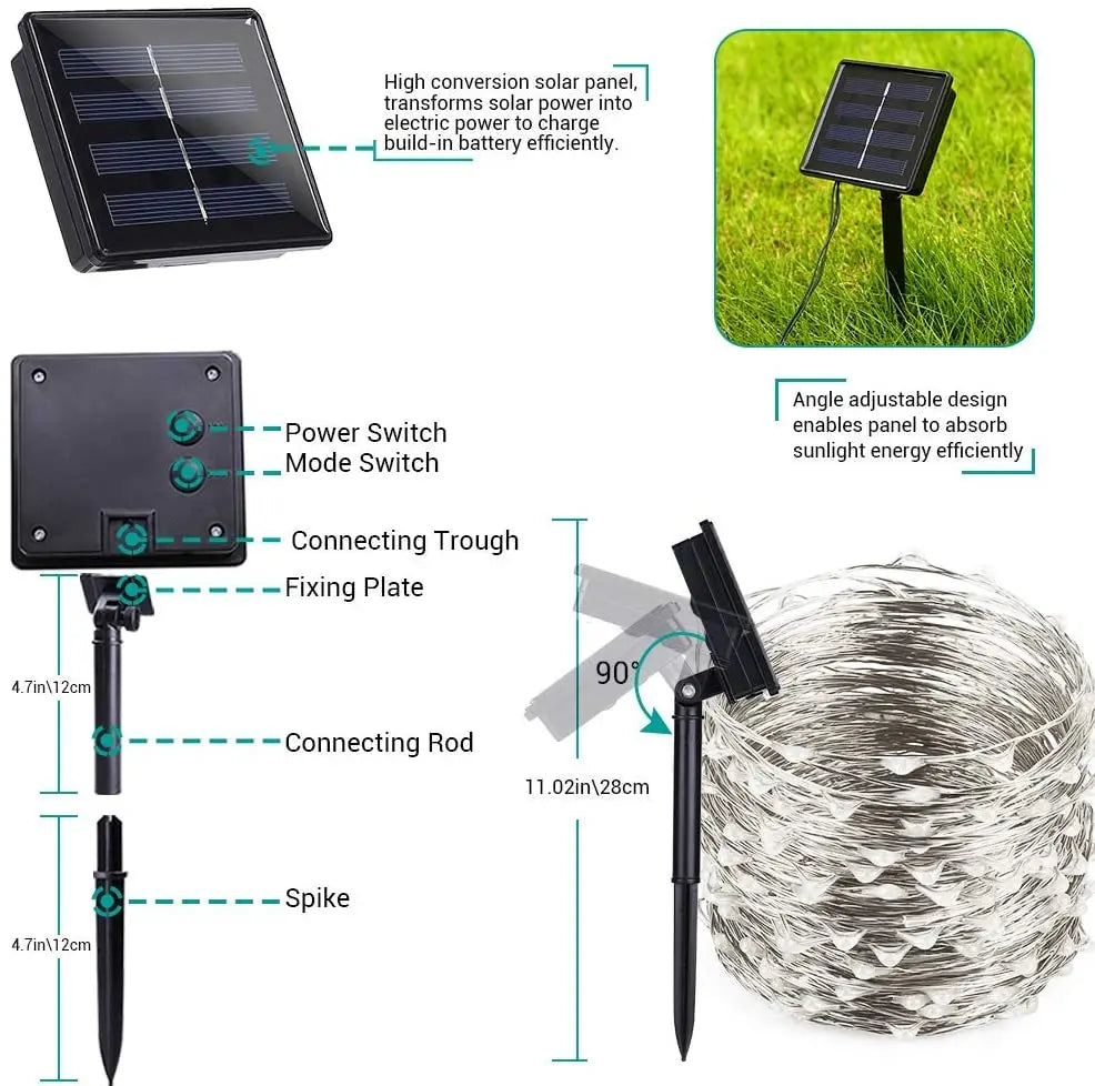 Fairy Light with 8 Lighting Modes,20M,200 LEDs, Waterproof Outdoor Solar Lighting for Home, Garden pattanaustralia