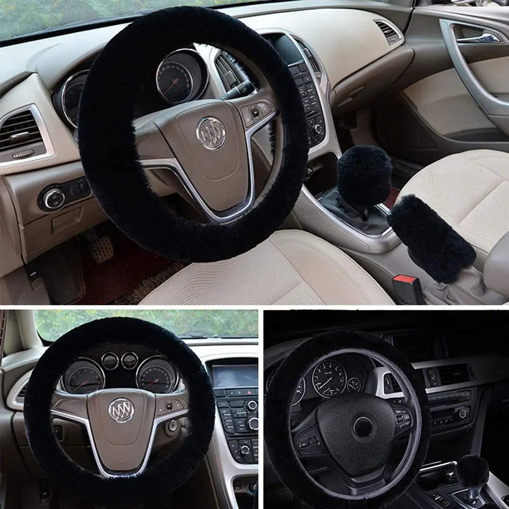 Non-Slip Elastic Steering Wheel Cover with Handbrake Cover Gear Shift Cover,Leopard Print Car Interior Accessories 15"1 Set 3 Pcs pattanaustralia