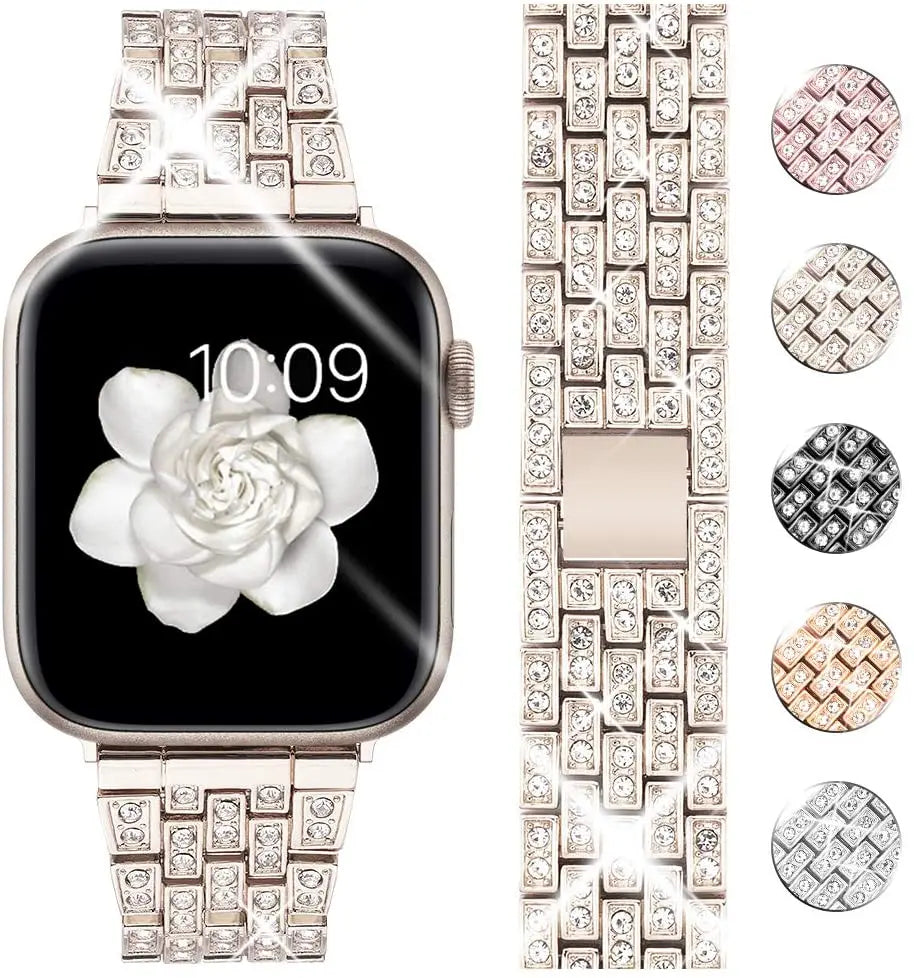 Goton Jewelry Band Compatible with Apple 5,4,3,2,1 Watch Band 40mm, 38mm, Women Luxury Diamond Bling Crystal Stainless Metal Strap Silver pattanaustralia