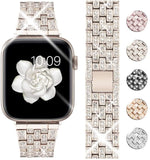 Goton Jewelry Band Compatible with Apple 5,4,3,2,1 Watch Band 40mm, 38mm, Women Luxury Diamond Bling Crystal Stainless Metal Strap Silver pattanaustralia