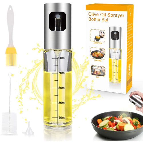 iTrunk Olive Oil Sprayer for Cooking 4 in 1 Refillable Oil and Vinegar Dispenser Bottle with Basting, Bottle, Brush and Oil Funnel pattanaustralia
