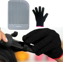 Load image into Gallery viewer, Flat Iron Travel Mat, Curling Iron Counter Protector with Heat Resistant Glove for Curling Irons 9&quot; x 6.5&quot;
