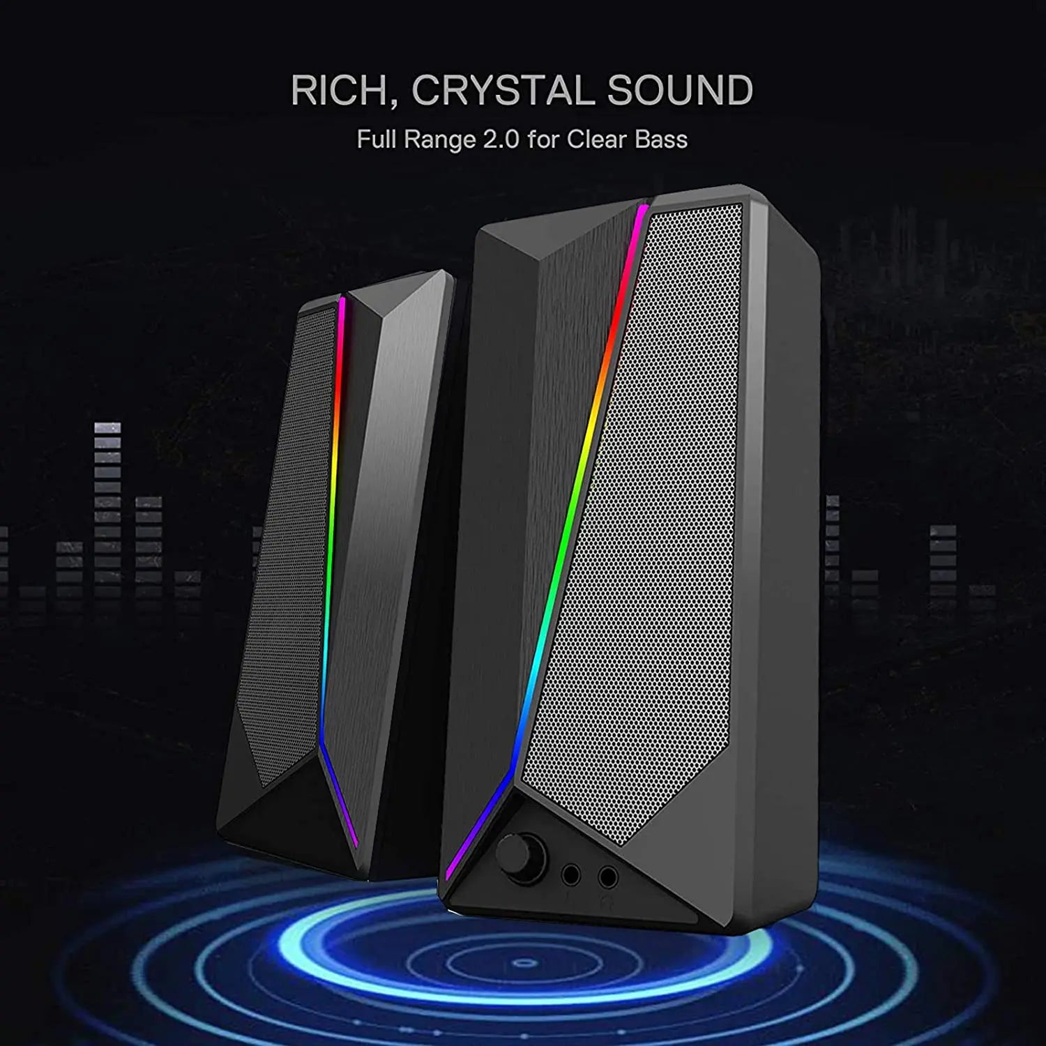 Haizr 10W RGB Gaming Computer Speaker with Colorful LED Light & Stereo Bass, USB Powered Pattan Australia
