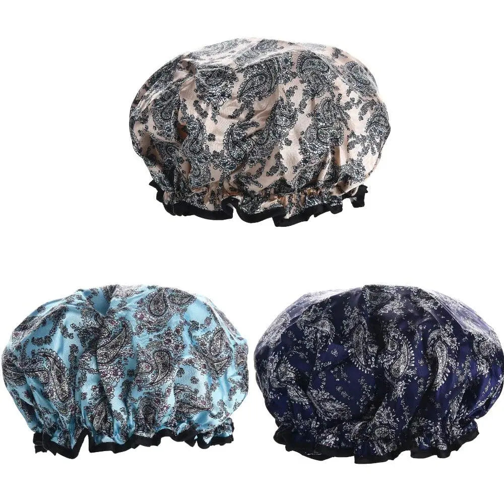 3 PACK Adjustable, Waterproof Bath Caps with Double Lined layer Pattan Australia