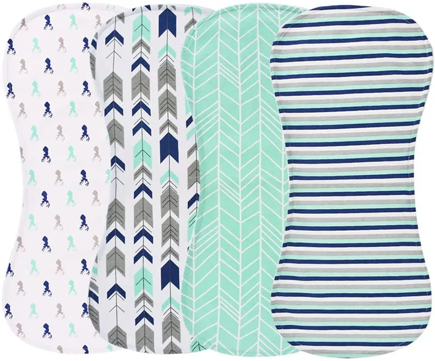 4 Pack Baby Burp Cloths Feeding, Nursing Towel Accessory, 3 Layers Absorbent Pattan Australia