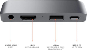 Satechi Aluminum Type-C Mobile Pro Hub Adapter with USB-C PD Charging, 4K HDMI, USB 3.0 Pattan Australia