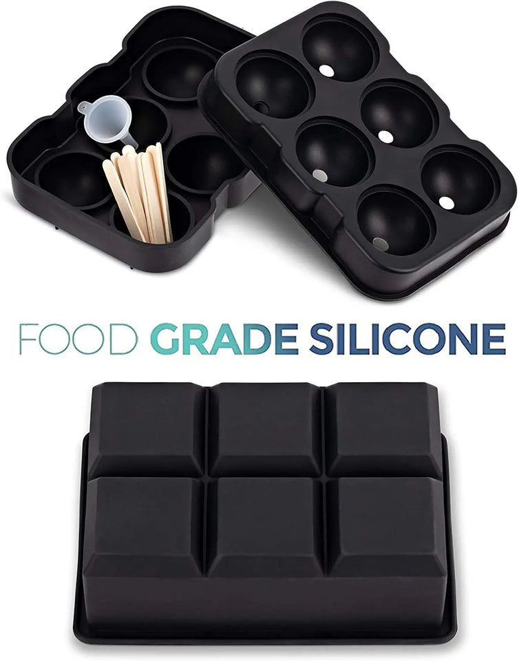 SUNSET Silicone Ice Cube Tray– Set of 2 Large Ice Cube Molds | Square & Sphere Ice Ball Maker for refrigerator | for Whiskey, Cocktails & more Reusable and BPA Free pattanaustralia