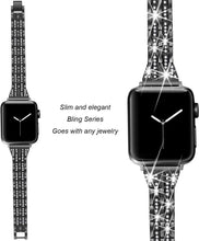 Load image into Gallery viewer, Bling Bands Compatible Apple Watch Band 38mm 40mm iWatch Series 3, Series 2, Series 1, Diamond Rhinestone Metal Jewelry Wristband Strap, Rose Gold
