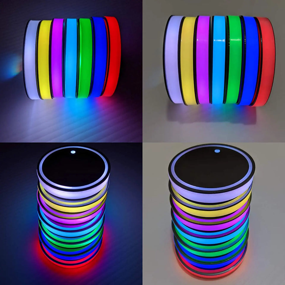 2PCS LED Car Cup Holder Lights Up Coaster, Colorful Interior Accessories Decoration of Car pattanaustralia