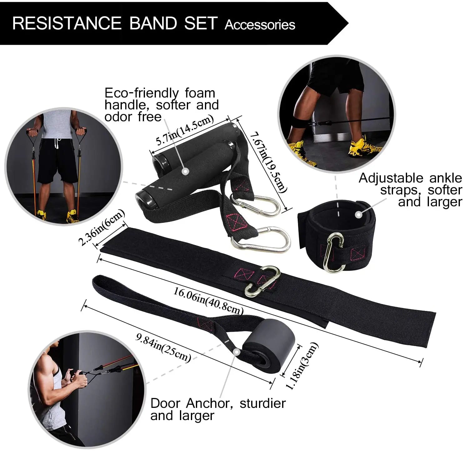 TheFitLife Exercise Resistance Bands with Handles - 5 Workout Bands Stackable up to 110 lbs, Ankle Straps, Door Anchor Attachment, Bag Pattan Australia