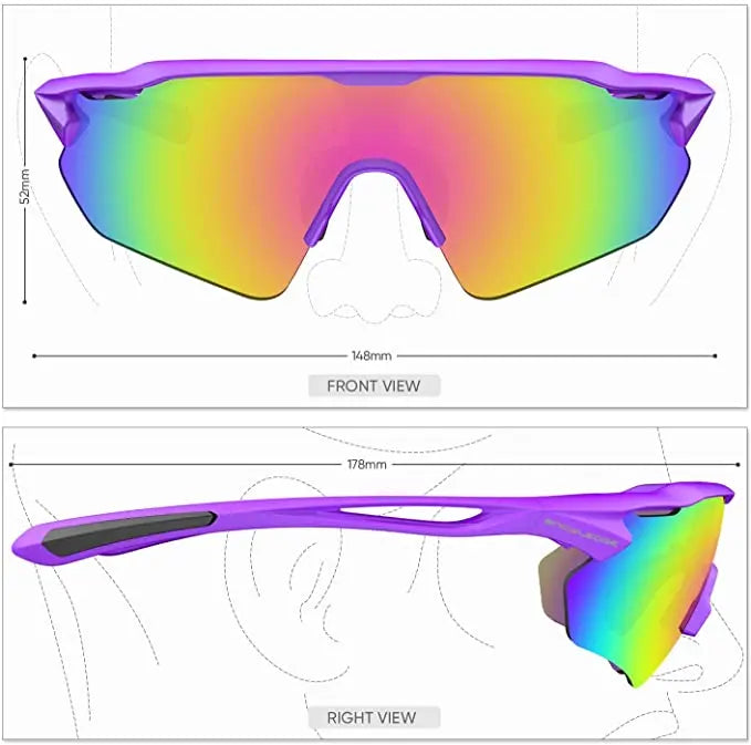 SNOWLEDGE Unisex, Universal fit Polarized Sport Glasses with 5 Interchangeable Lenses and TR90 Lightweight Frame pattanaustralia