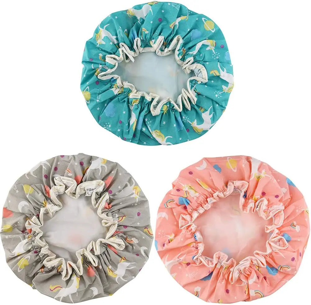 3 PACK Adjustable, Waterproof Bath Caps with Double Lined layer Pattan Australia
