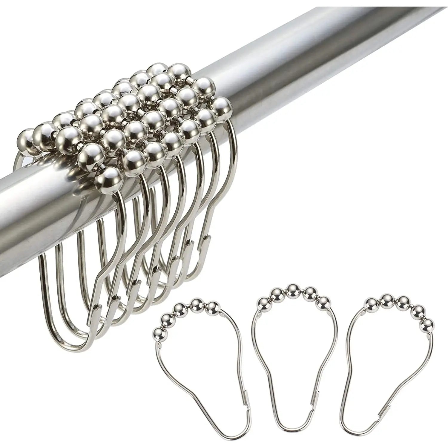 Amazer Rustproof, Nickel polished, Stainless Steel Shower Curtain Hooks, Set of 12 Pattan Australia