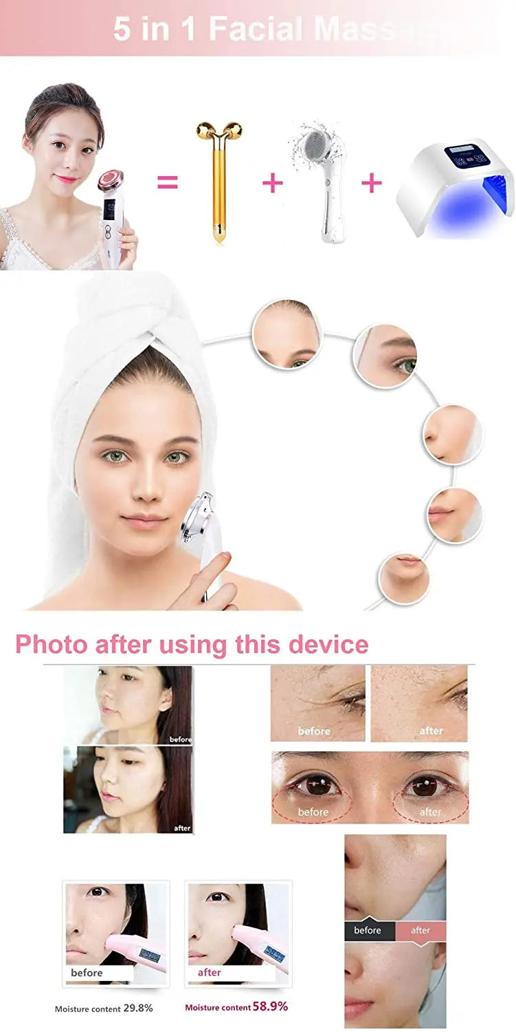 5 in 1 Facial Massager Skin Care Beauty Device, Photon Skin Rejuvenation Apparatus Pattan Australia