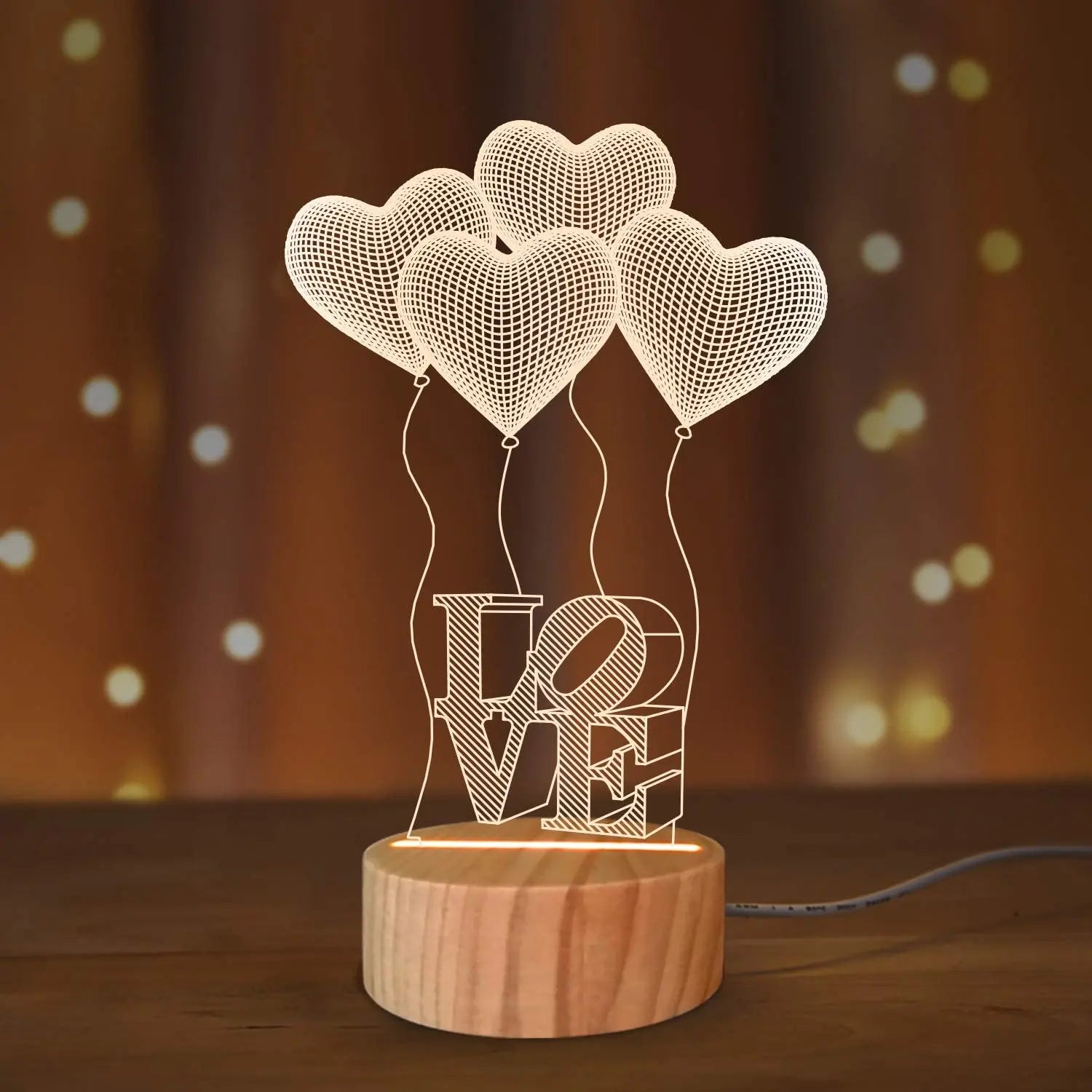 I Love You Gifts 3D Illusion Night Light, Romantic Bedroom Table Lamp Pattan Australia