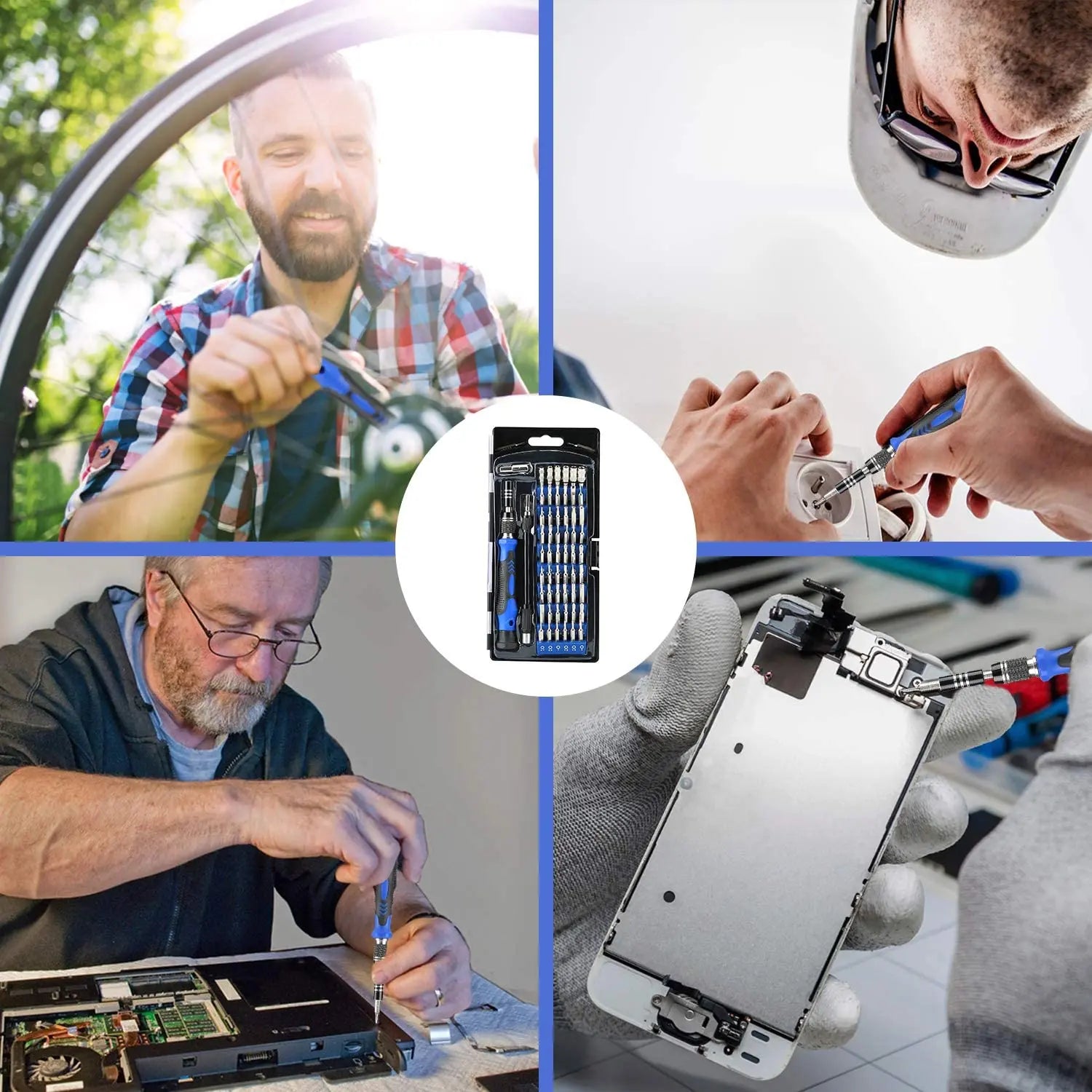 Hautton Precision Screwdriver Set, 60 in 1 with 56 Bits Magnetic Screwdriver Kit, Stainless Steel Blue & Black pattanaustralia