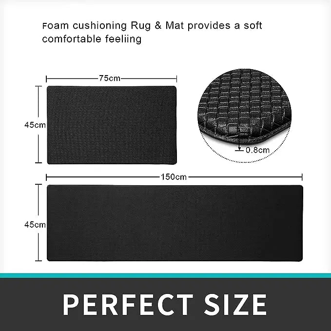 2 Pcs Anti Fatigue Kitchen Mat, Thick Cushioned, Waterproof, Non Skid Standing Rugs and Mats for Office, Home, Grey Pattan Australia