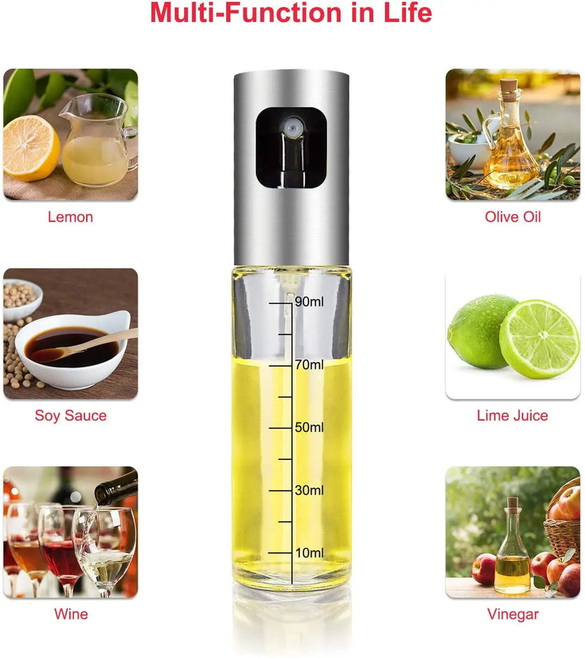 iTrunk Olive Oil Sprayer for Cooking 4 in 1 Refillable Oil and Vinegar Dispenser Bottle with Basting, Bottle, Brush and Oil Funnel pattanaustralia