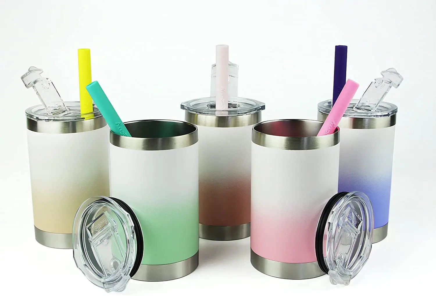 Housavvy Pack of 12, Kids Reusable Silicone Straws Colorful with Cleaning Brush Pattan Australia