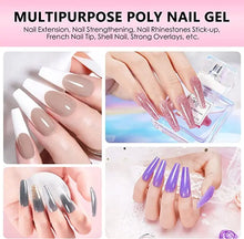 Load image into Gallery viewer, Poly Gel Nail Kit with Lamp, Pink Nude Glitter Colours Poly Nail Extension Gel Kit, Easy Quick Builder Gel with Rhinestone, Dual Forms, Complete Polygel Kit
