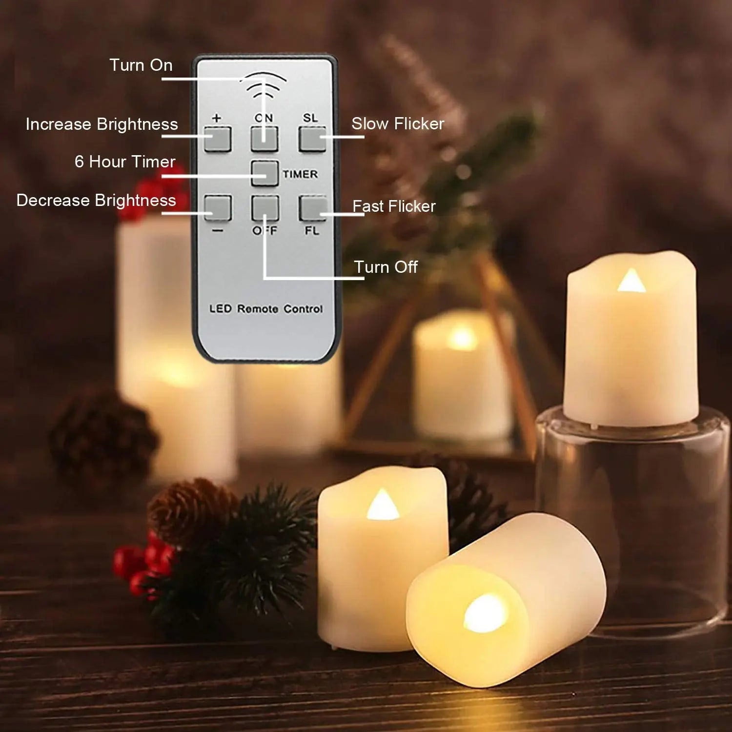 Homemory Rechargeable Flameless Candles with Remote, Battery, Timer, 6 PCS Electric Fake Candle in Warm White (USB Cable Included) pattanaustralia