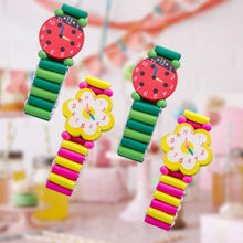 Load image into Gallery viewer, Kids Watches 4Pcs Kids Wood Watch Toy Stretchy Watches Fake Watch Wristband Bracelet Wristwatches for Boys Girls Random Styles and Colors Childrens Toys

