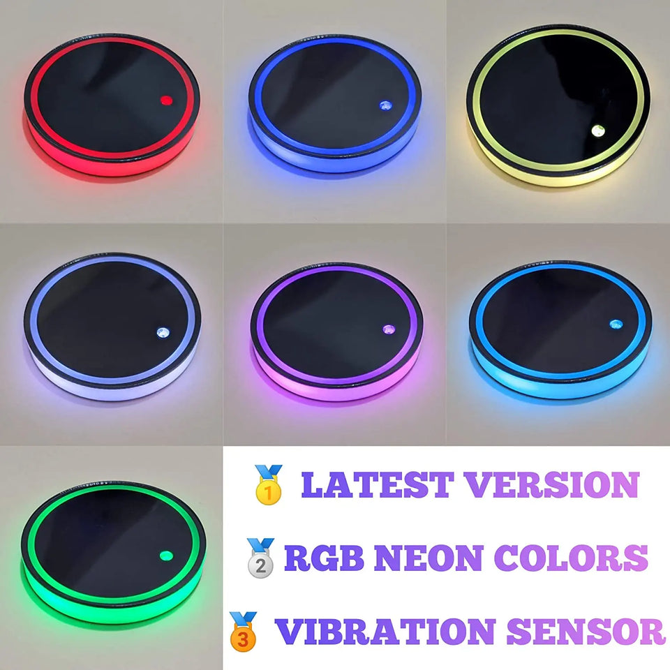 2PCS LED Car Cup Holder Lights Up Coaster, Colorful Interior Accessories Decoration of Car pattanaustralia
