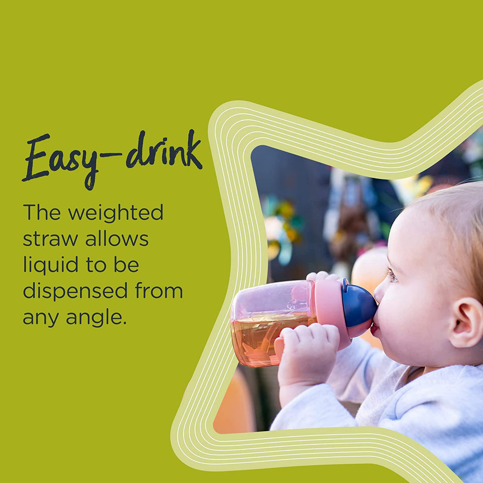 Superstar Weighted Straw Cup for Toddlers with INTELLIVALVE Leak and Shake-Proof Technology and BACSHIELD Antibacterial Technology, 300Ml, Pack of 1, Colours Vary
