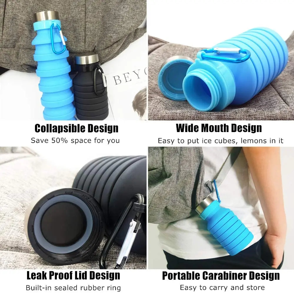 Collapsible Water Bottle, Reuseable BPA Free Silicone Bottles for Travel,  Gym, Camping, Hiking, Portable Leak Proof Sports Water Bottle pattanaustralia