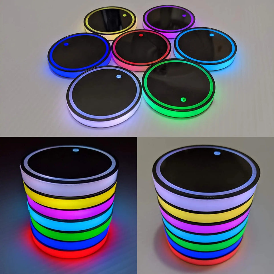 2PCS LED Car Cup Holder Lights Up Coaster, Colorful Interior Accessories Decoration of Car pattanaustralia