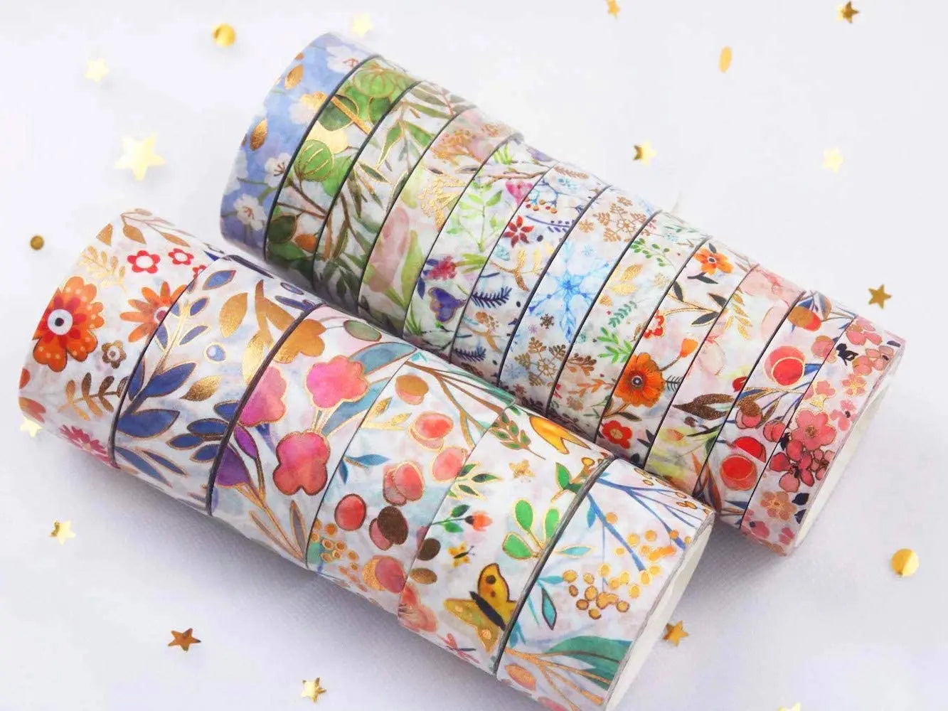 YUBX Flower Gold Washi Tape Set VSCO Foil Decorative Tape for DIY Crafts Pattan Australia