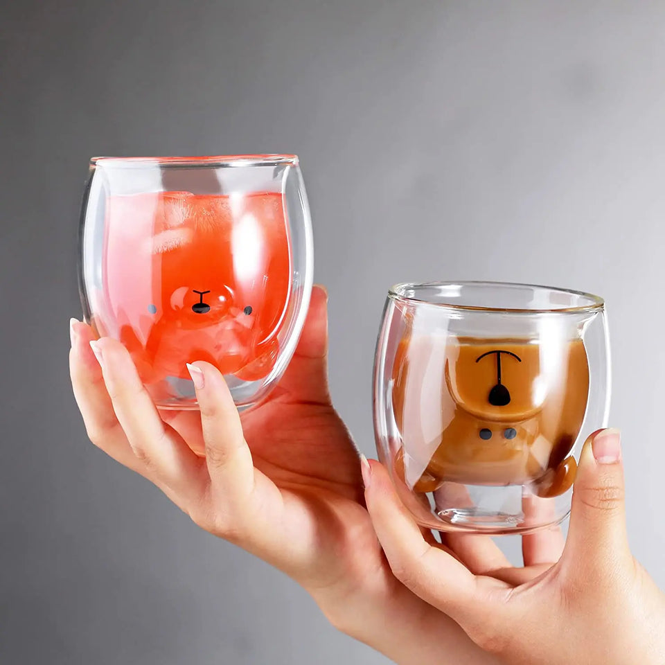 cute mugs  Double Wall Insulated Glasses Cup, Best for  Office and Personal use , Birthday gift (Bear) pattanaustralia