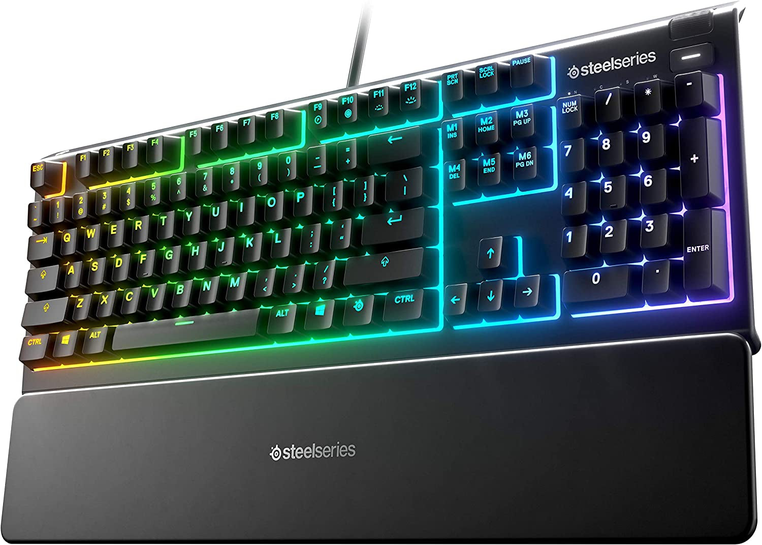 Apex 3 Whisper Quiet IP32 Water & Dust-Resistant Gaming Keyboard - Prism 10-Zone RGB Illumination - Premium Magnetic Wrist Rest