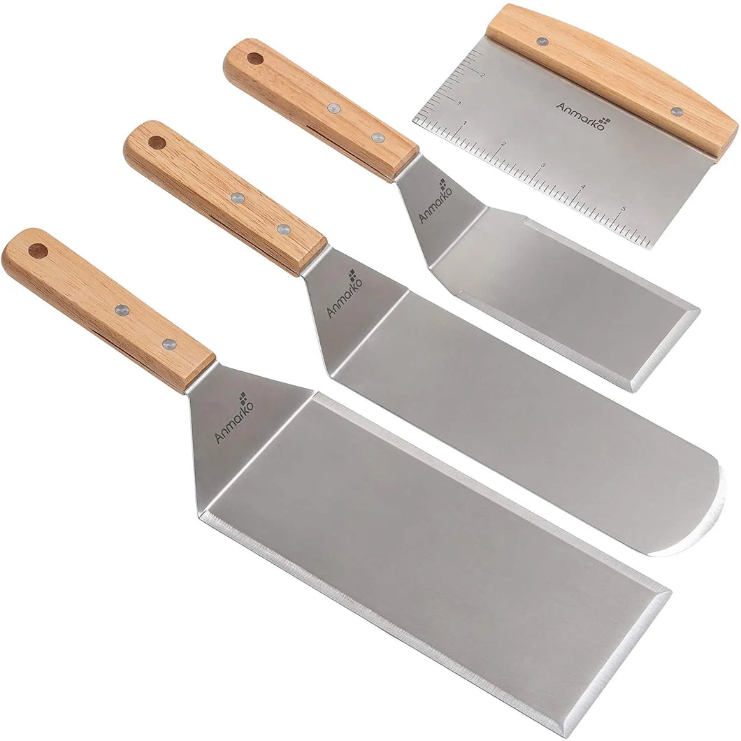Stainless Steel Metal Spatula Set Metal Utensil great for BBQ Grill Flat Top Cast Iron Griddle