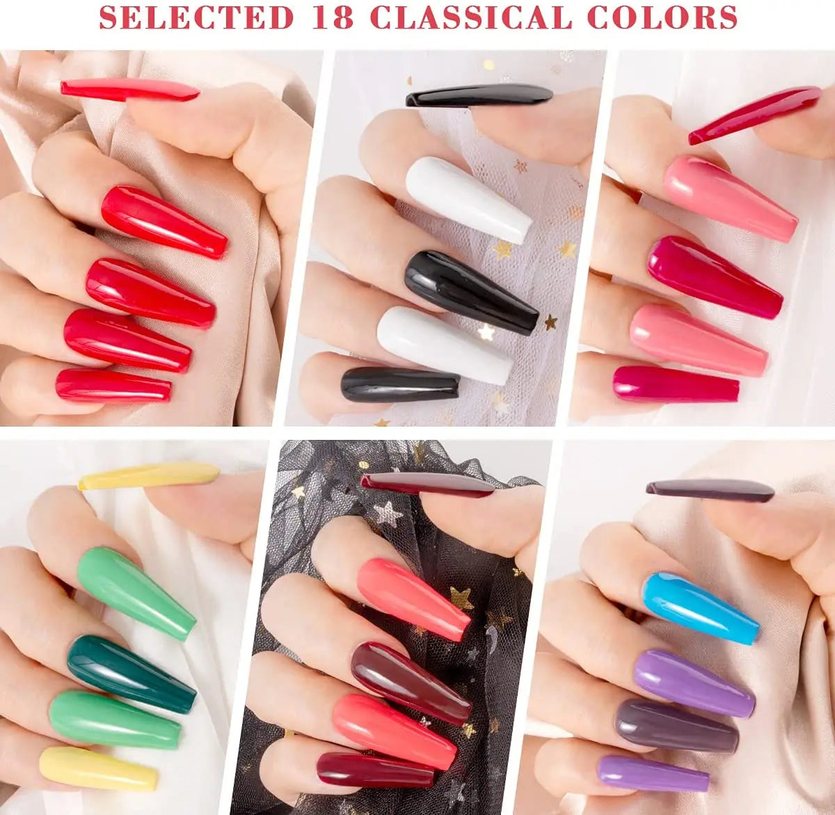Soak-off UV Gel Nail Polish Kit with Base Top Gel 18 Colors for Home Nail Salon pattanaustralia
