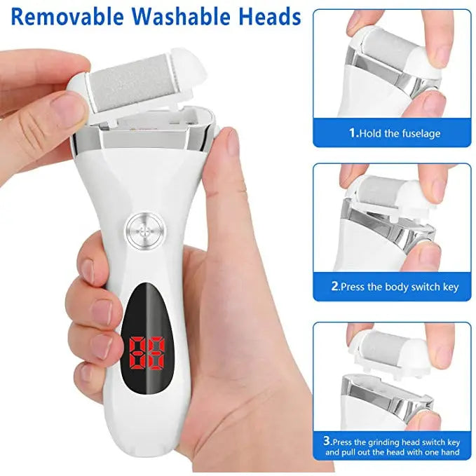 Electric Foot Callus Remover Kit, Elmchee Rechargeable callous removers 3 Grinding Heads Portable Waterproof foot file, Professional Pedicure Tools Feet Care for Dead, Hard Cracked Dry Skin Pattan Australia